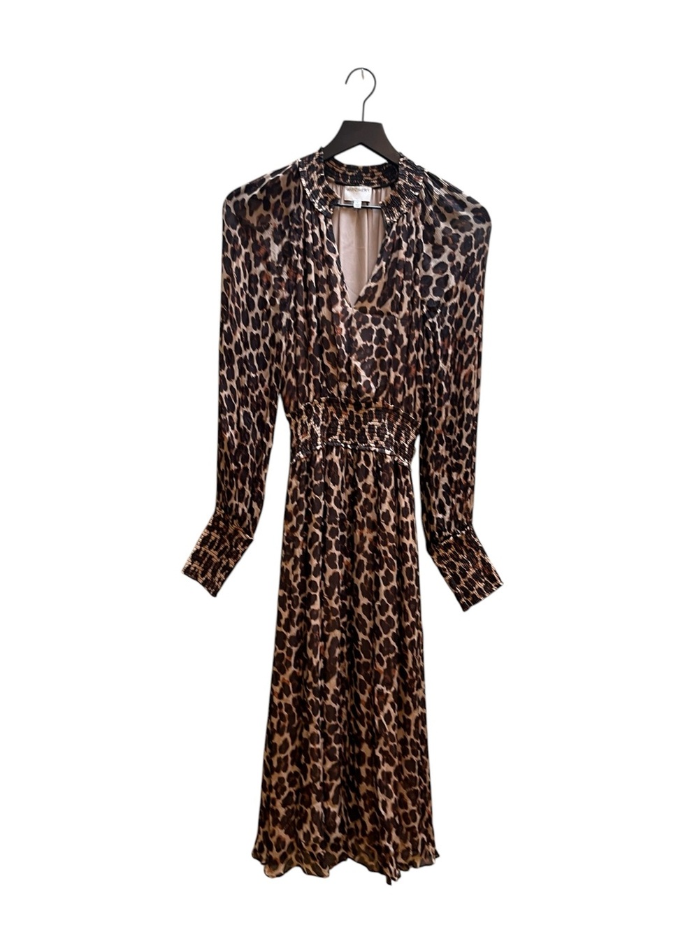 Witchery Leopard-Print Midi Dress in Brown and Cream size 6
